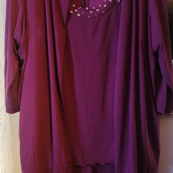 BURGUNDY DRESS WITH JACKET BEAUTIFUL - Picture 3 of 3